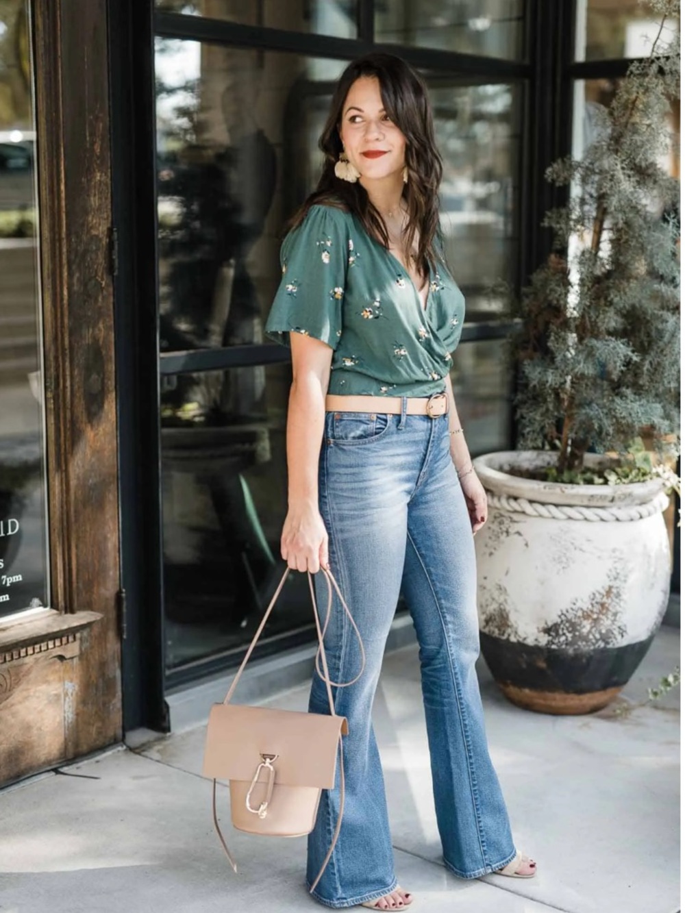Abercrombie & Fitch green wrap top tie back XS